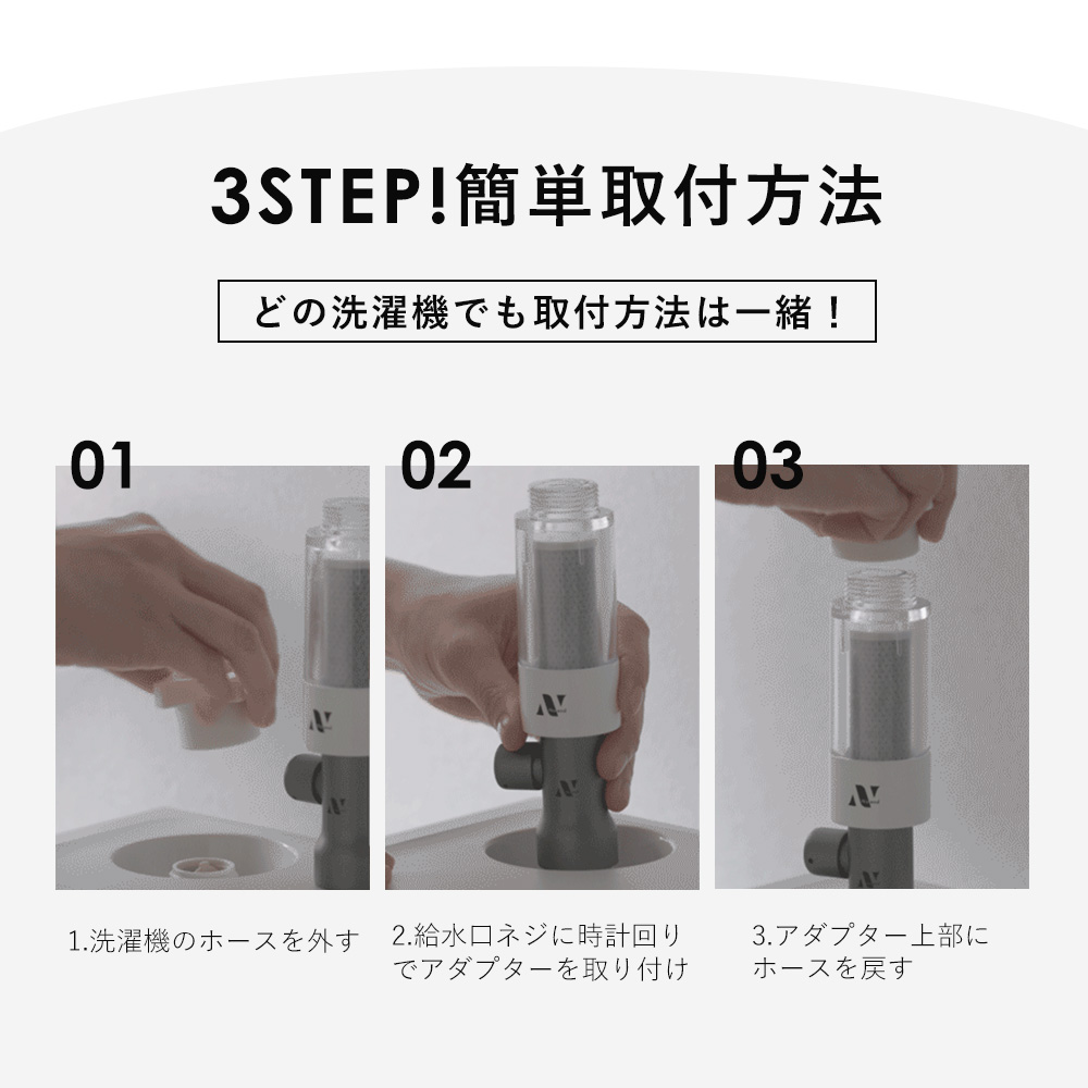 Noend 洗濯機アダプター 活性炭フィルターケース フィルター3個 セット Noend 洗濯機アダプター フィルターケース セット 三層構造