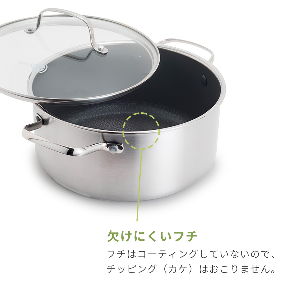 両手鍋 キャセロール 20cm IH対応 グリーンパン エーペックス GREENPAN APEX キッチン セラミック コーティング ガラス蓋の画像