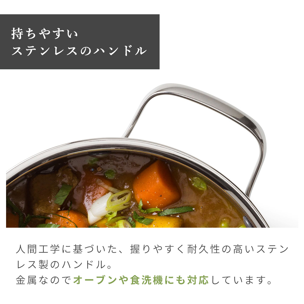 両手鍋 キャセロール 20cm IH対応 グリーンパン エーペックス GREENPAN APEX キッチン セラミック コーティング ガラス蓋の画像