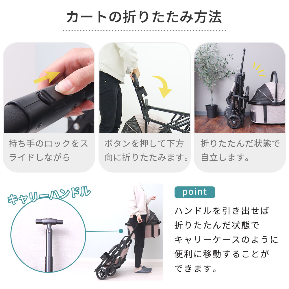 ペットカート 折りたたみ 軽量 分離型 対面式 3way フルオープン 小型犬 中型犬 多頭 犬 カート ワンタッチ WANGO プレミアム ヤマソロ | ヤマソロ | 09