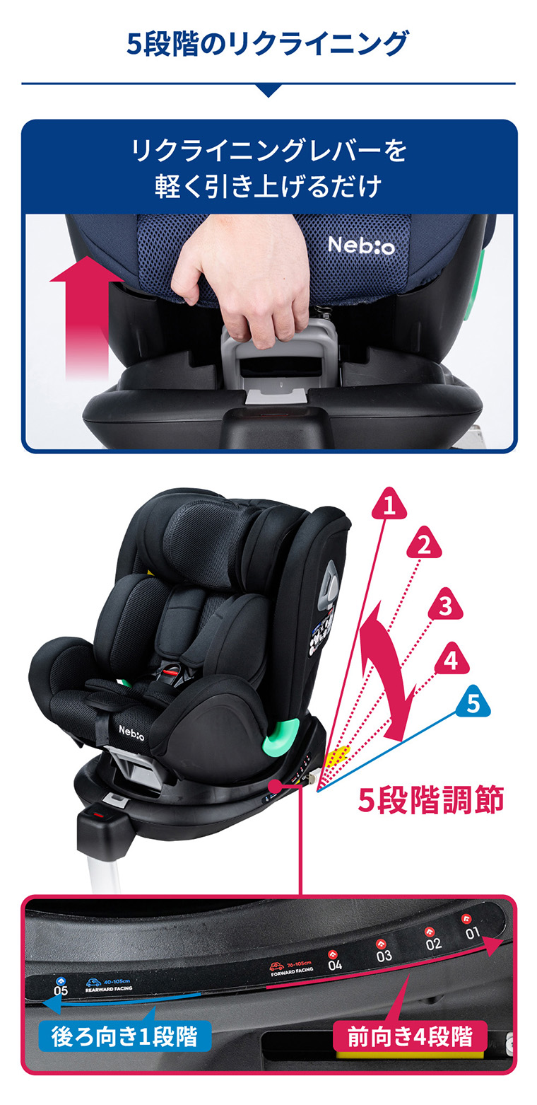 Nebio TurnPit 回転式チャイルドシート 新生児から12歳頃まで使用可 Amazon | Nebio(ネビオ) 足元広々 チャイルドシート【新生児から12歳頃