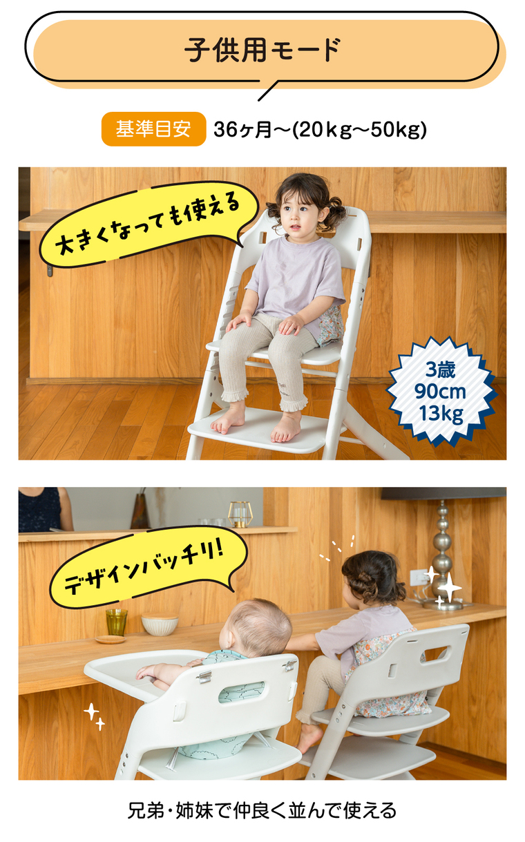 6ヵ月から大人まで使える！ロングユース ベビーチェア インテリアに