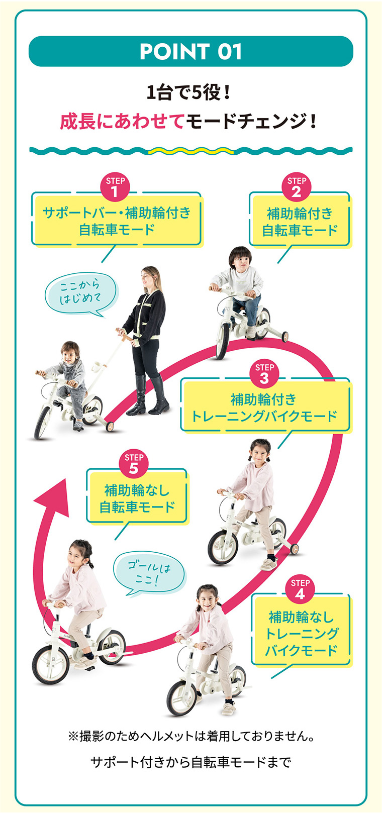 ブレーキ付き 5モード可変 キッズバイク 2歳...の詳細画像3