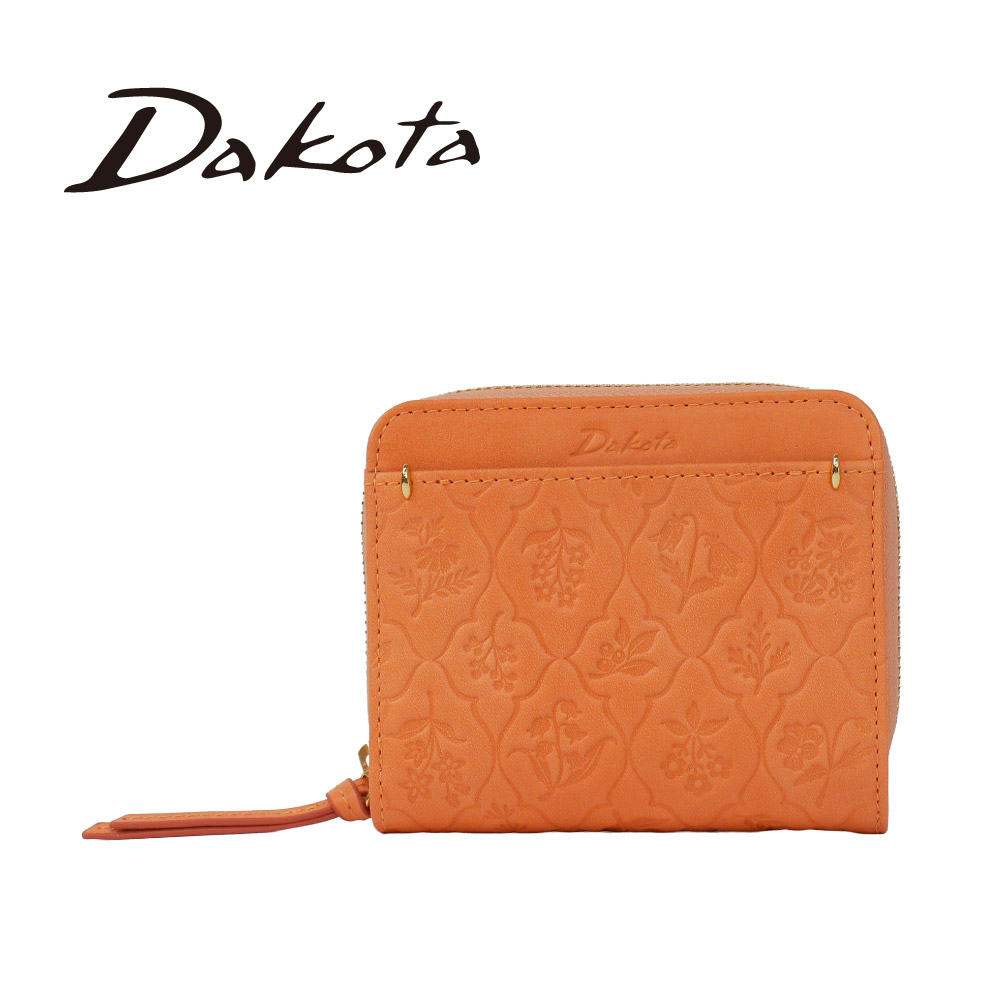 値下新品ダコタDakotaイタリア製牛革オレンジ 二つ折り財布 Dakota（ダコタ） レディース 二つ折り財布 レザー ファスナー付き