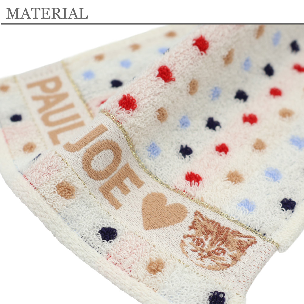 ポールアンドジョー ハンカチ 猫 レディース ミニタオル 水玉 タオル