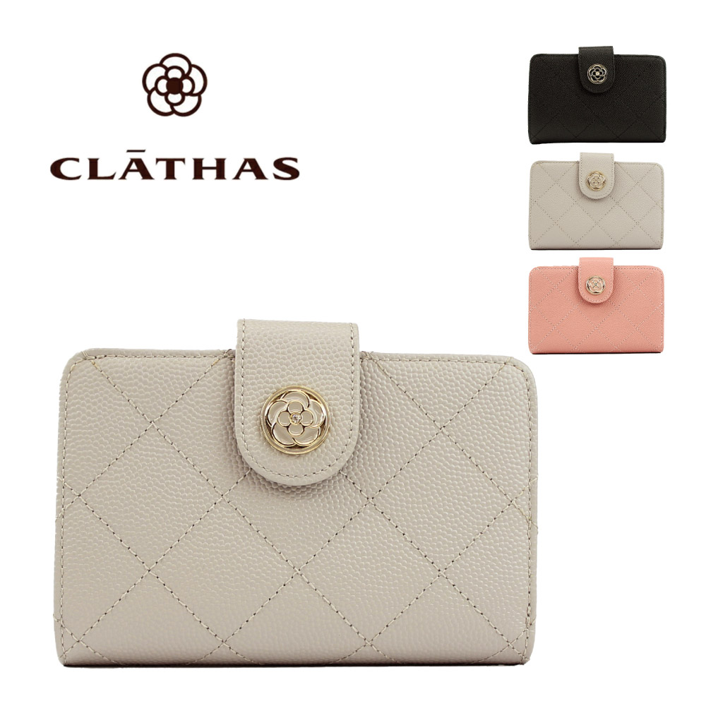 CLATHAS クレイサス 財布 二つ折り財布 黒 レディース レザー 本