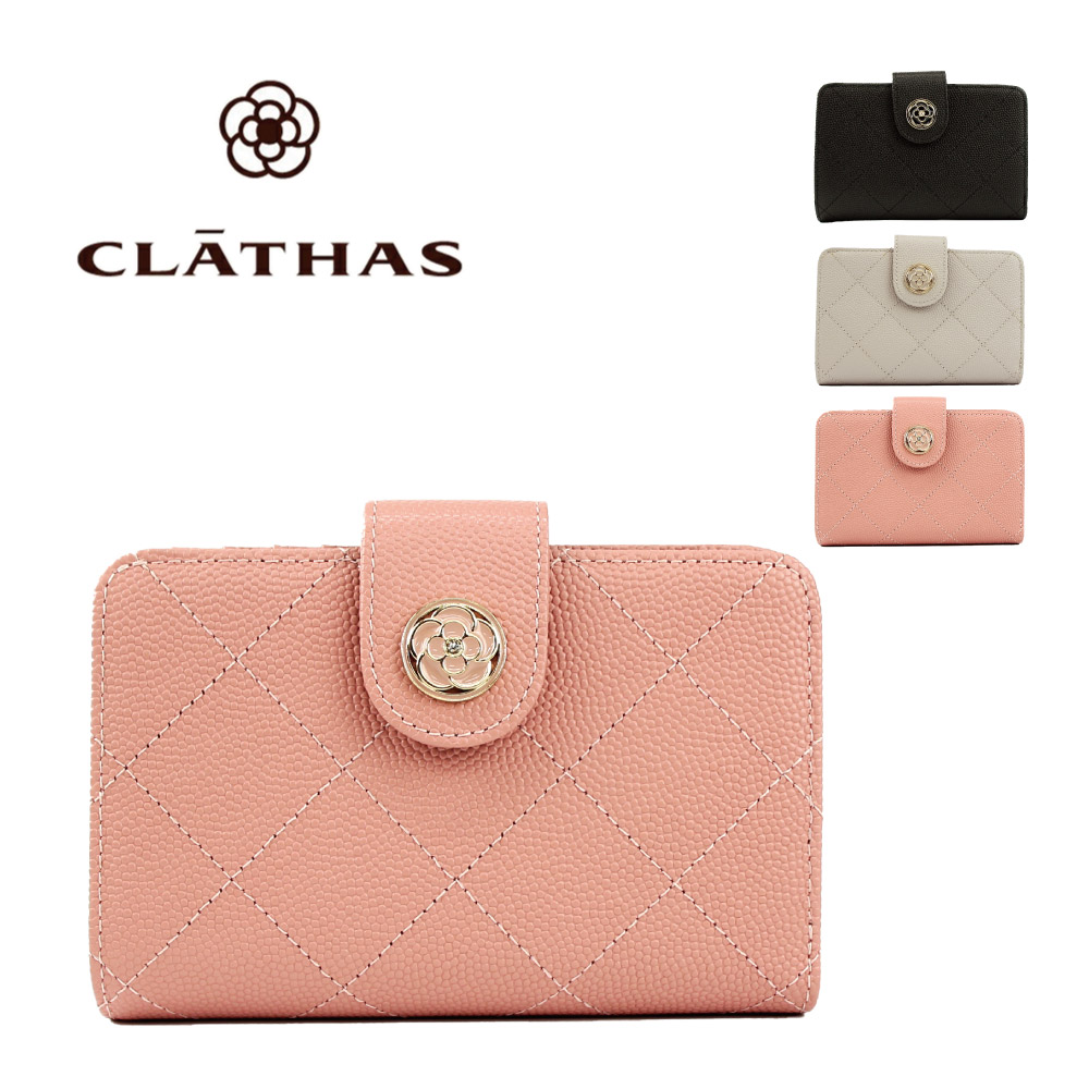 CLATHAS クレイサス 財布 二つ折り財布 黒 レディース レザー 本
