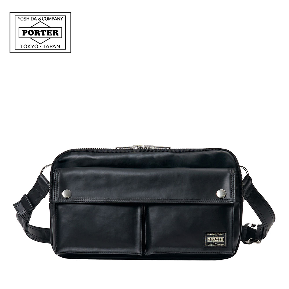 PORTER ブラック ショルダーバッグ 中型 FLAT（PORTER） ポーター フラット ショルダーバッグ 861-16806 吉田