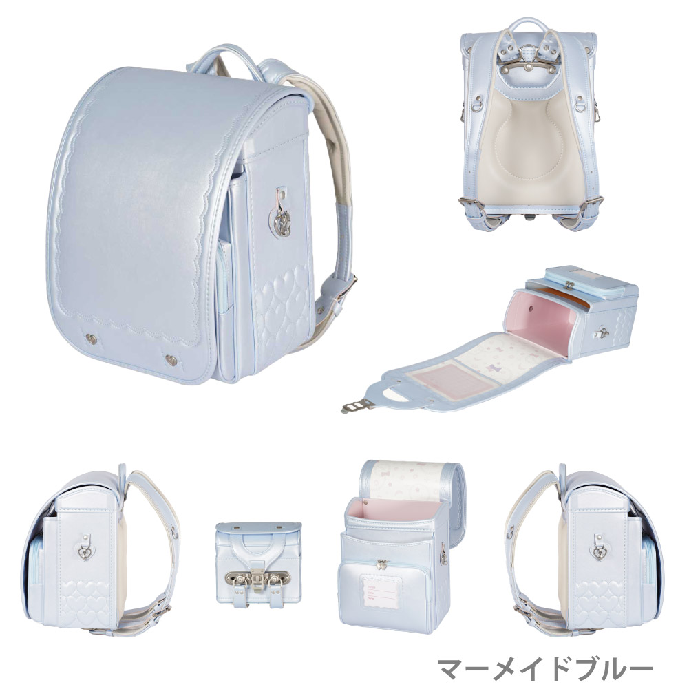 EISHIN マカロン ジェラード 女の子 ランドセル かわいい 軽い A4 6年保証 榮伸 ネールピンク スカイブルー シロ【2027年1月中旬から順次発送】の画像
