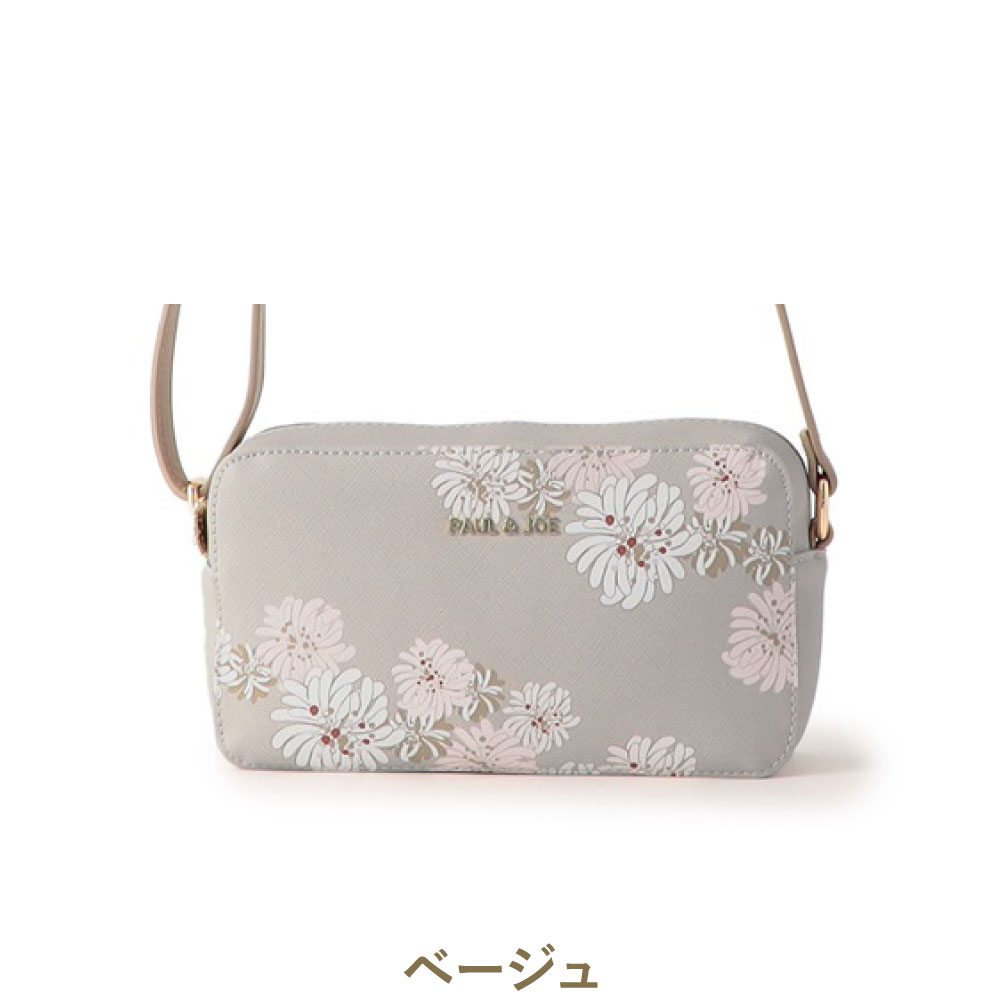 Paul&Joe(ポール&ジョー) ショルダーバッグ ベージュ×白×マルチ フラワー PAUL & JOE ACCESSOIRES（ポールアンドジョーアクセソワ） ポール