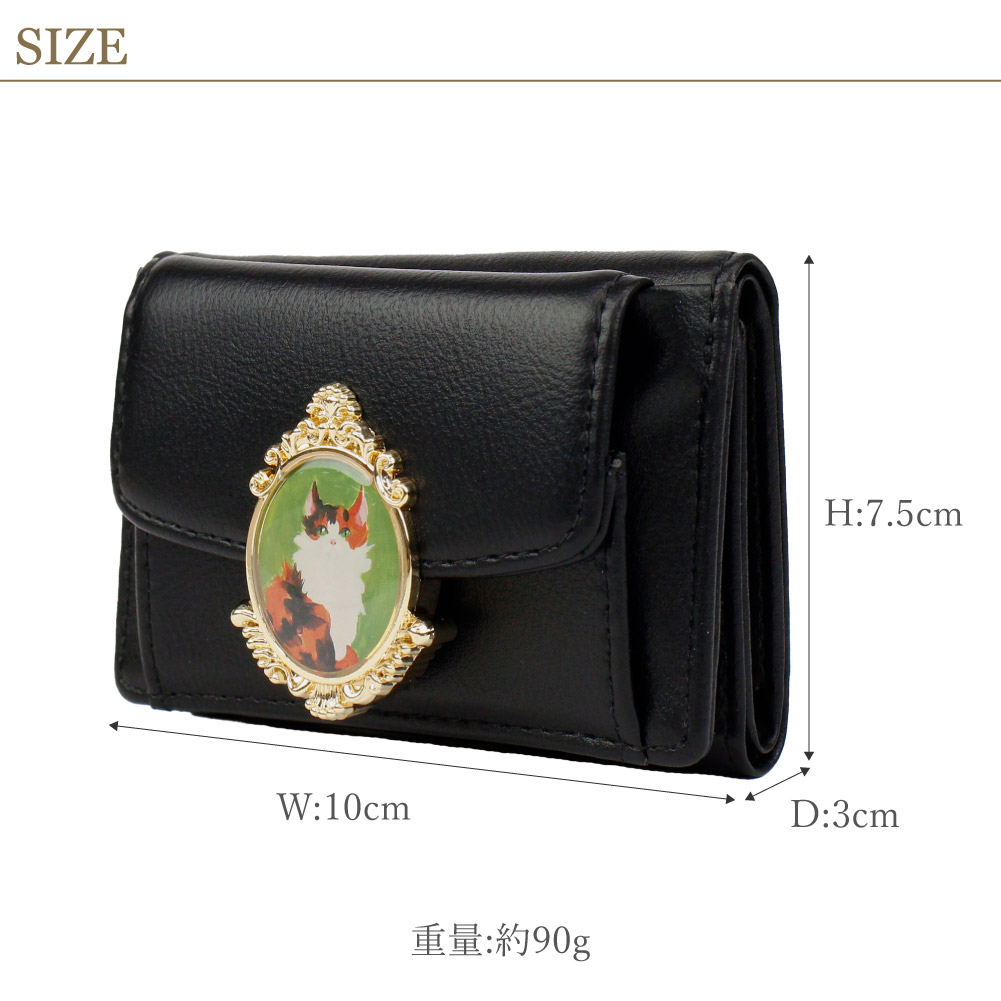 PAUL & JOE 　財布（箱なし）　キャットブローチ PAUL & JOE ACCESSOIRES ポール&ジョー 財布 ミニ財布 三つ折り