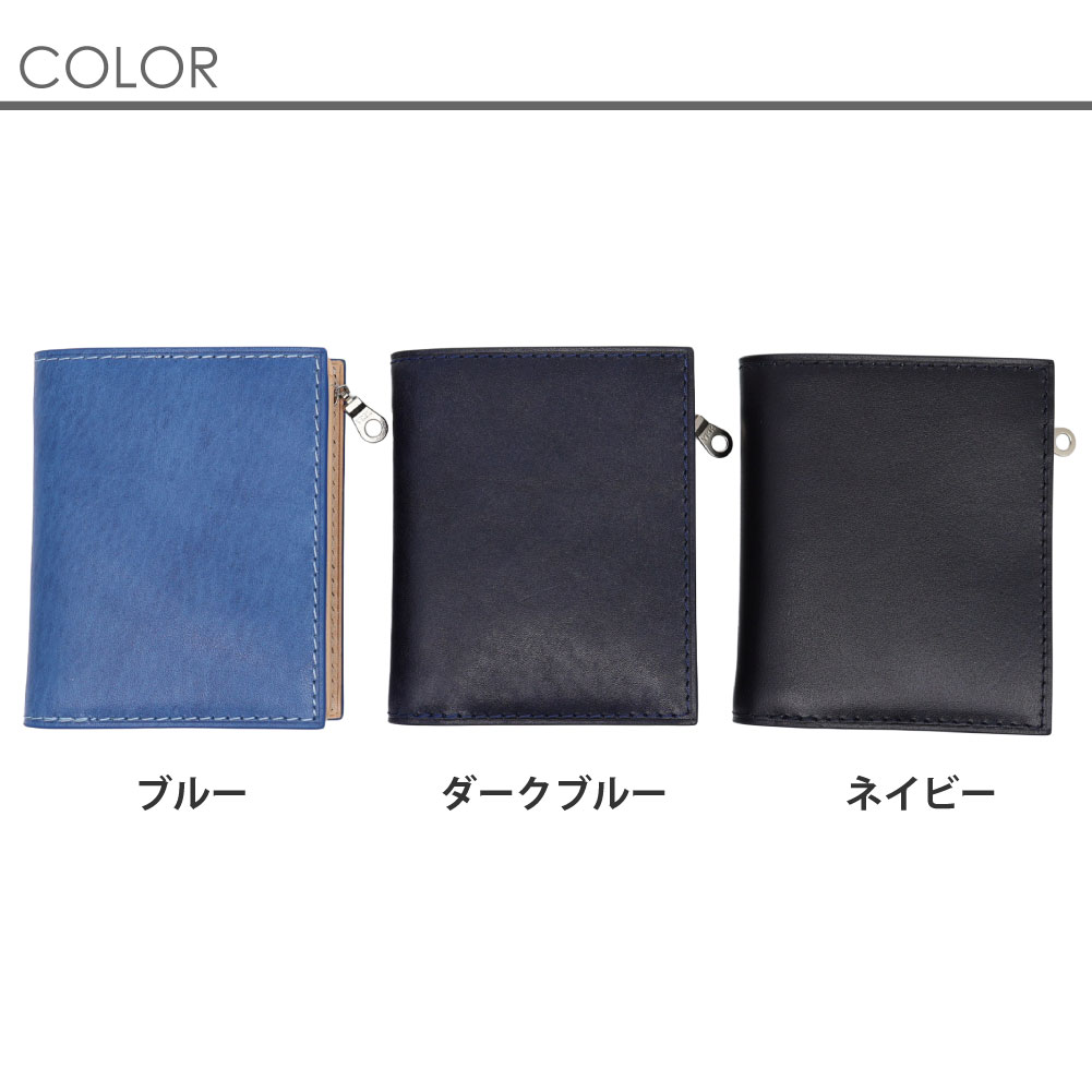 BSD ボディボード PE ネイビー BAGGY PORT（バギーポート） 二つ折り財布 藍染めレザー 本革