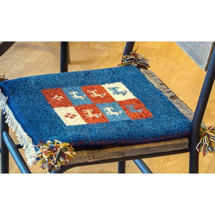 ラグ ギャッベ 40x40 高級手結び 秋 冬 快適 ウール ハンドノット GABBEH 座布団 チェアパッド おしゃれ オールシーズン 調湿機能 絨毯 柔らかい 暖かい | EーBLIND | 03