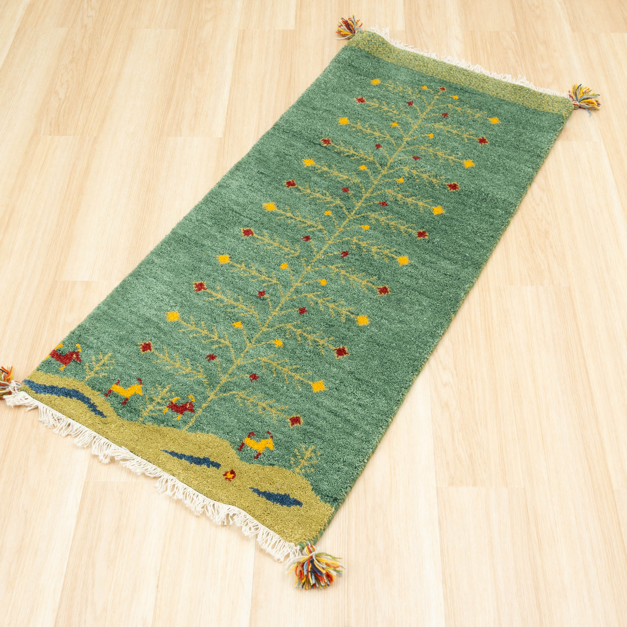 超激安ハンドメイド 最高級 大型ギャベ 長い毛足　 259×201 一生物ラグ EーBLIND（イージーブラインド） ラグ ギャッベ 60x120cm 高級手結び