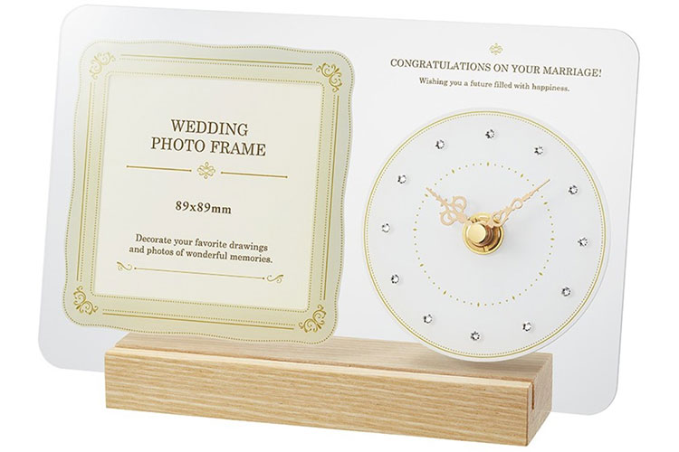 置き時計 ノア精密 NOA MAG フォトフレームクロック ウエディング T-770 アイボリー ネイビーブルー ピンク 置時計 結婚記念日 結婚祝 写真たて｜e-bloom｜02
