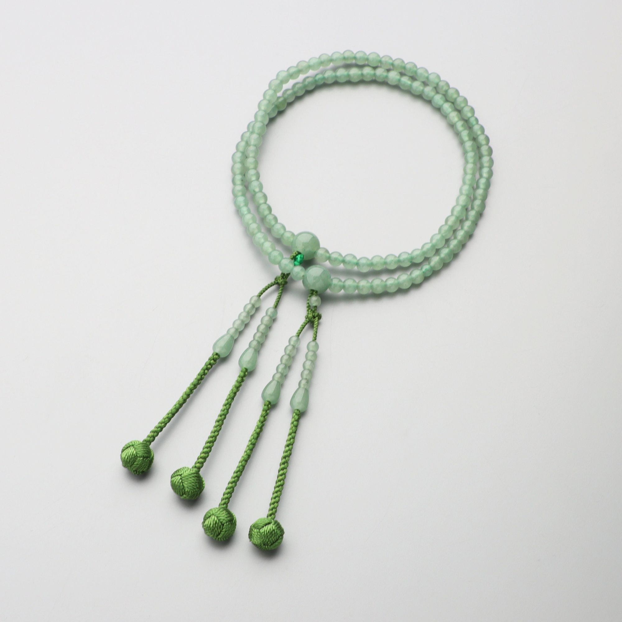 数珠 真言宗 女性用 印度翡翠八寸（5mm）利休梵天房 京念珠 : 仏壇