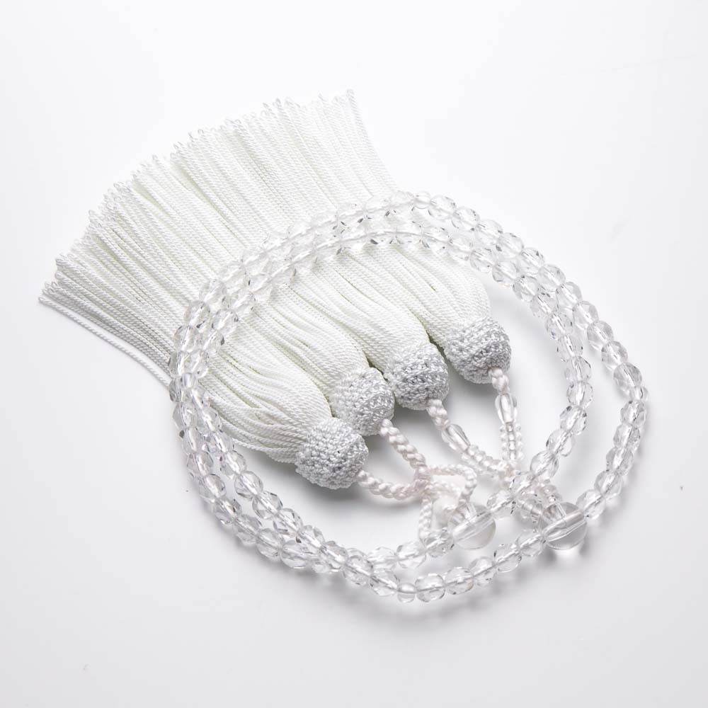 数珠 女性用 二連 浄土真宗 クリスタルカット 5mm 念珠 京念珠 : 仏壇