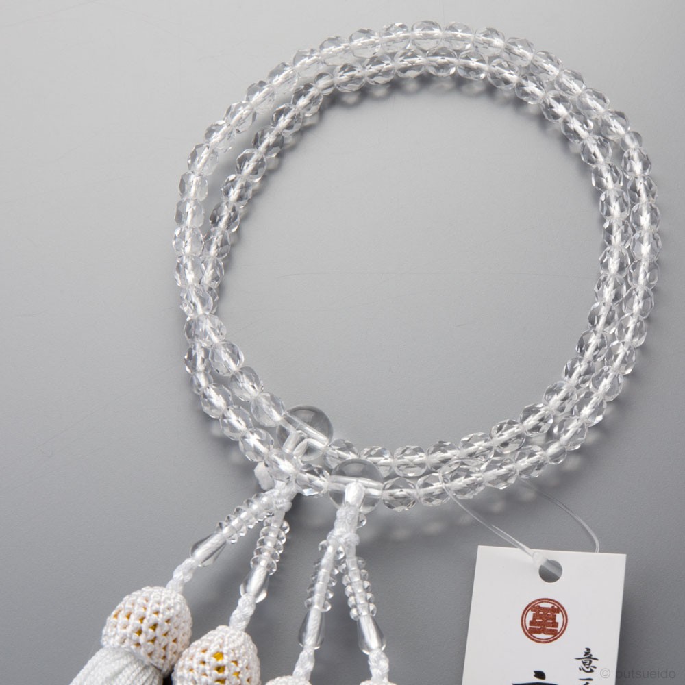 数珠 女性用 二連 クリスタルカット 5mm 豪華ラッピング無料 - 数珠