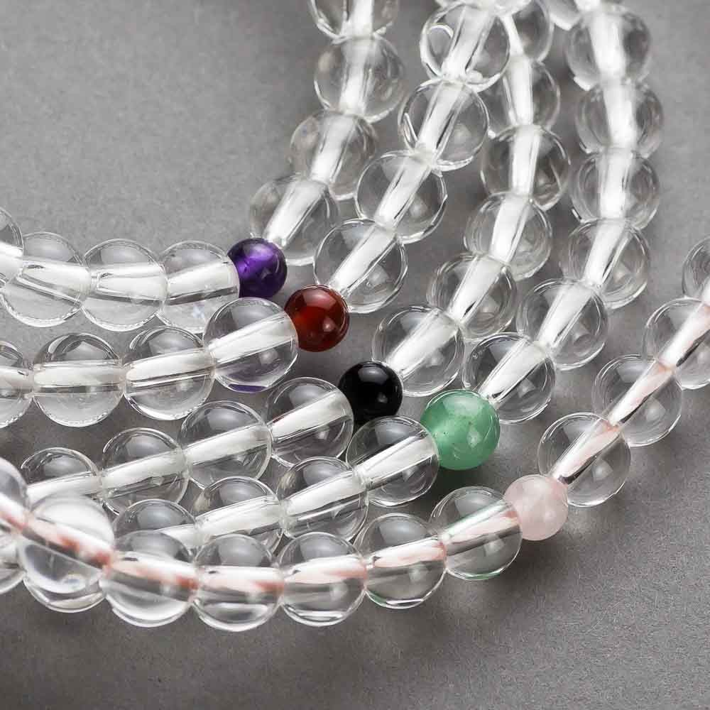 数珠 女性用 本水晶 7mm 正絹房（紅水晶） 京念珠 : 仏壇・仏具の専門