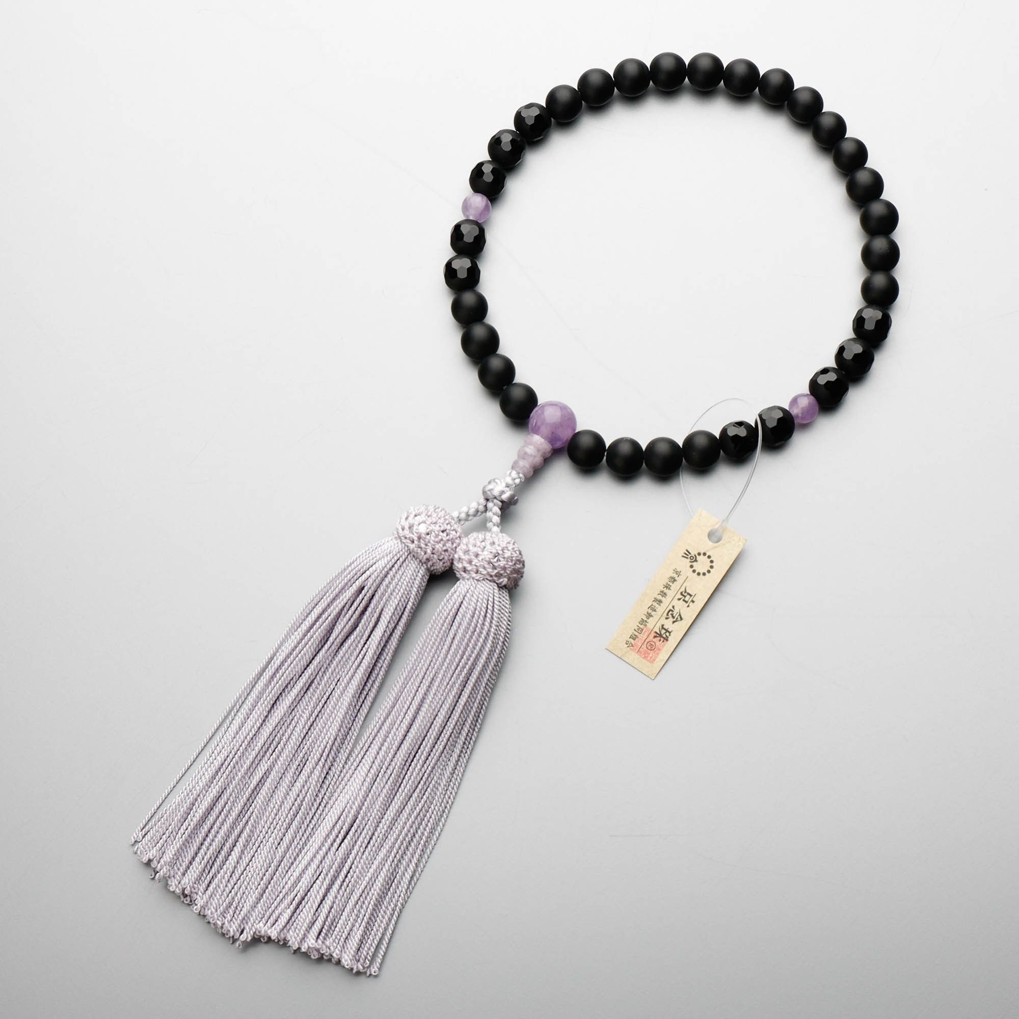 数珠 女性用 フロストオニキス8mm 藤雲石仕立 茶水晶仕立 お通夜 お