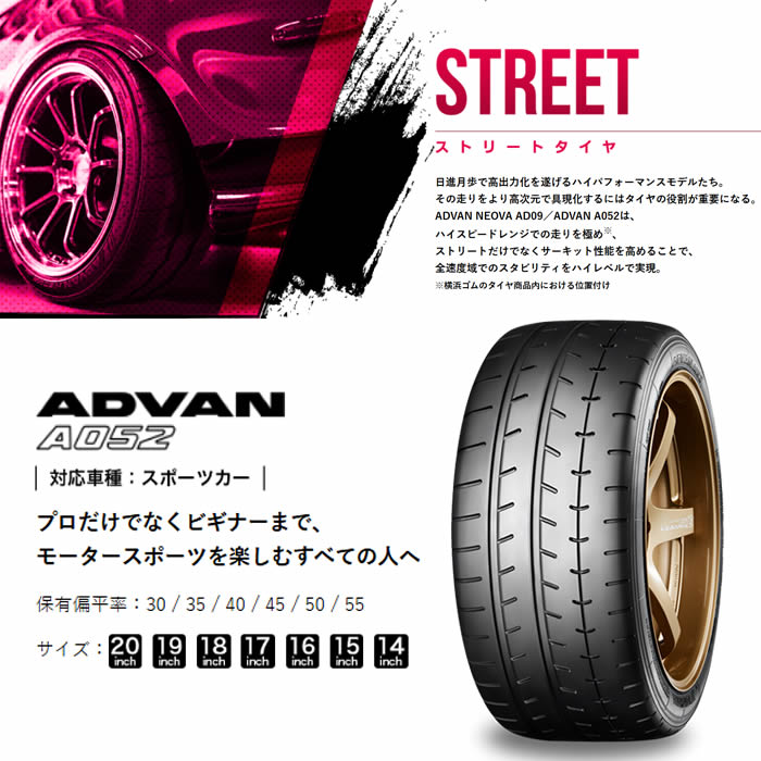 YOKOHAMA ADVAN A052(ヨコハマタイヤ アドバン A052) 205/50R16 91W 1 