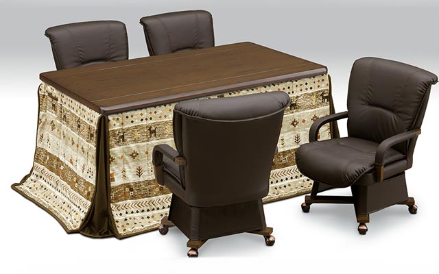 eーcasa こたつ 6点セット 150cm幅 テーブル イスセット コタツ 長方形