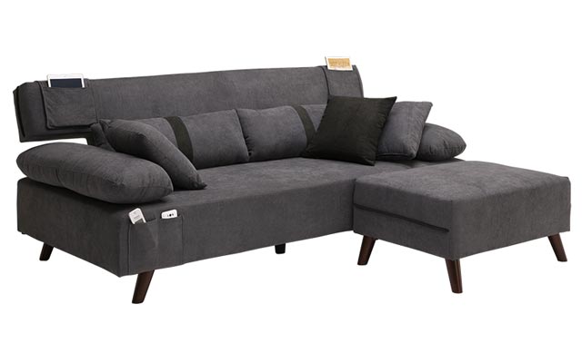 ソファ ソファー ソファベッド ソファーベッドカウチソファ スツール クッション ツートン ポケット付き 2人掛け 3人掛け リクライニング | eーcasa | 03