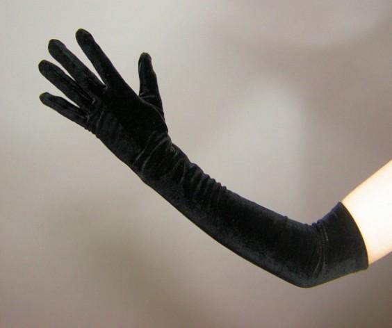 ロング手袋 ストレッチベロア グローブ ブラック : チェリッシュ