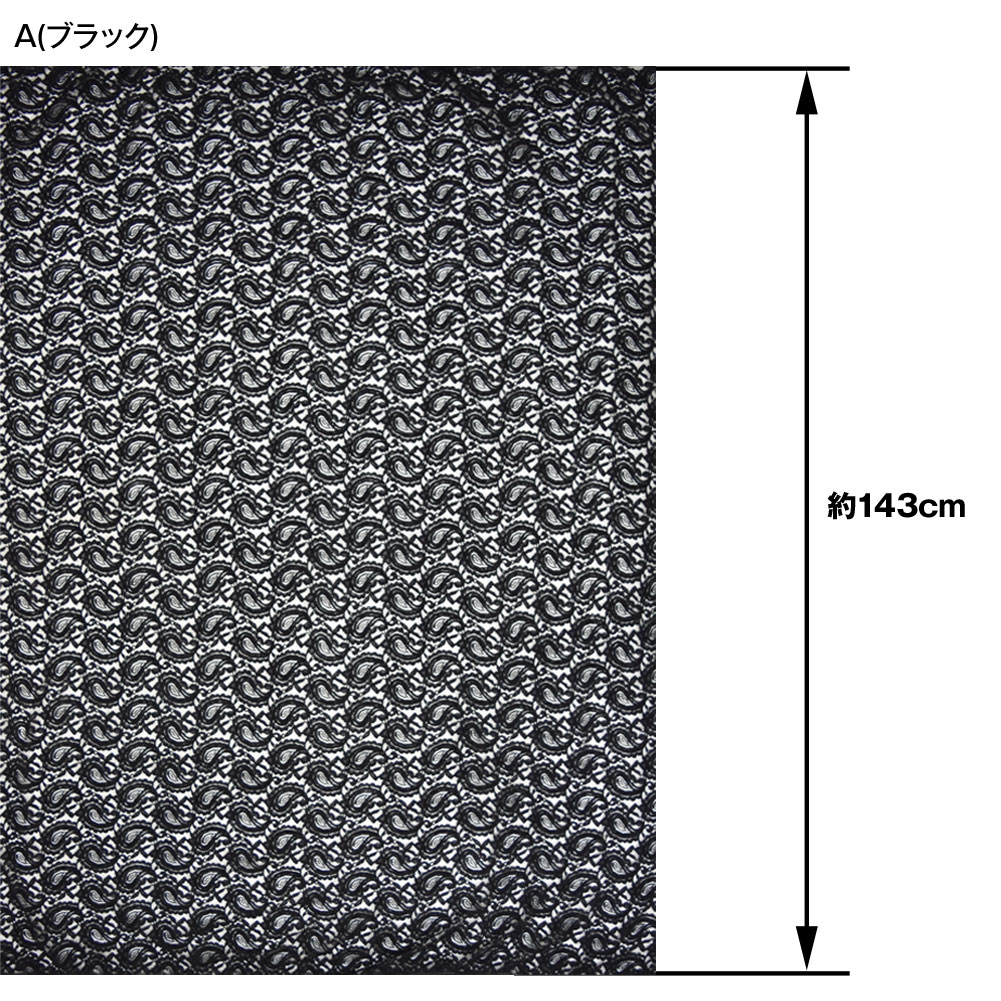 生地 W巾 ペイズリー柄レース生地 約143cm巾x1mカット済 柄 おしゃれ生地 幅広 カフェカーテン マスクに ストレッチレース生地黒白 厚手  FA100-28H19 :kj28h19-100:ダンス衣装ギャラリーYahoo!店 - 通販 - Yahoo!ショッピング