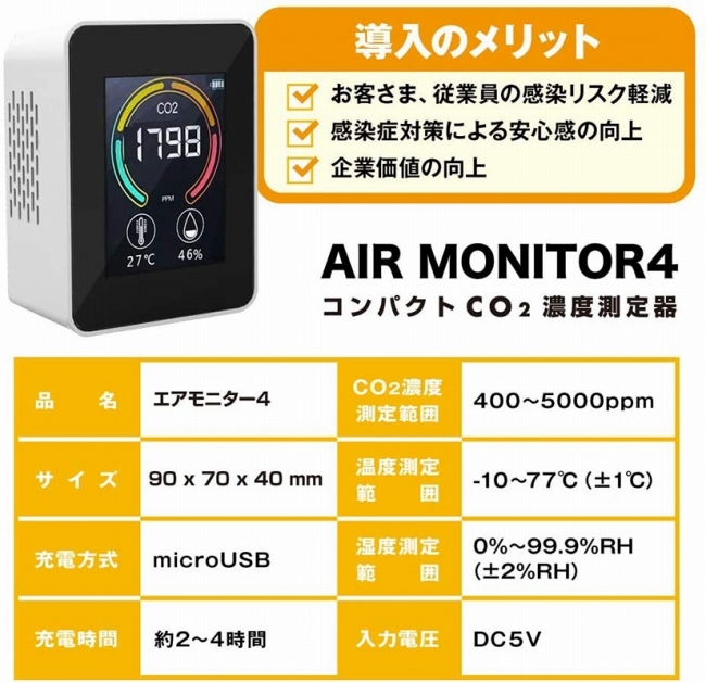 新品 送料無料 TOA-ARMON-004 エアモニター4 ホワイト 東亜産業 CO2