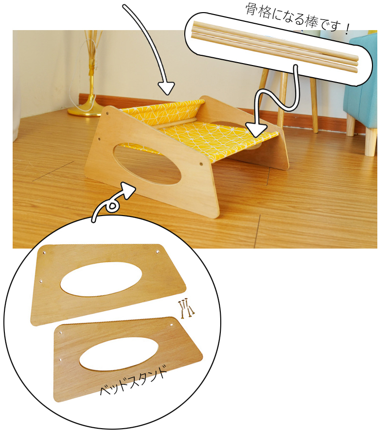 【送料無料】組立ベッド DH-24  ハウス ＨＯＵＳＥ ベッド 猫 ペットハウス 通気性 お留守番 マイベッド キャットベッド 猫 キャット 省スペース 簡易ベッド シンプル くつろぎ 癒し