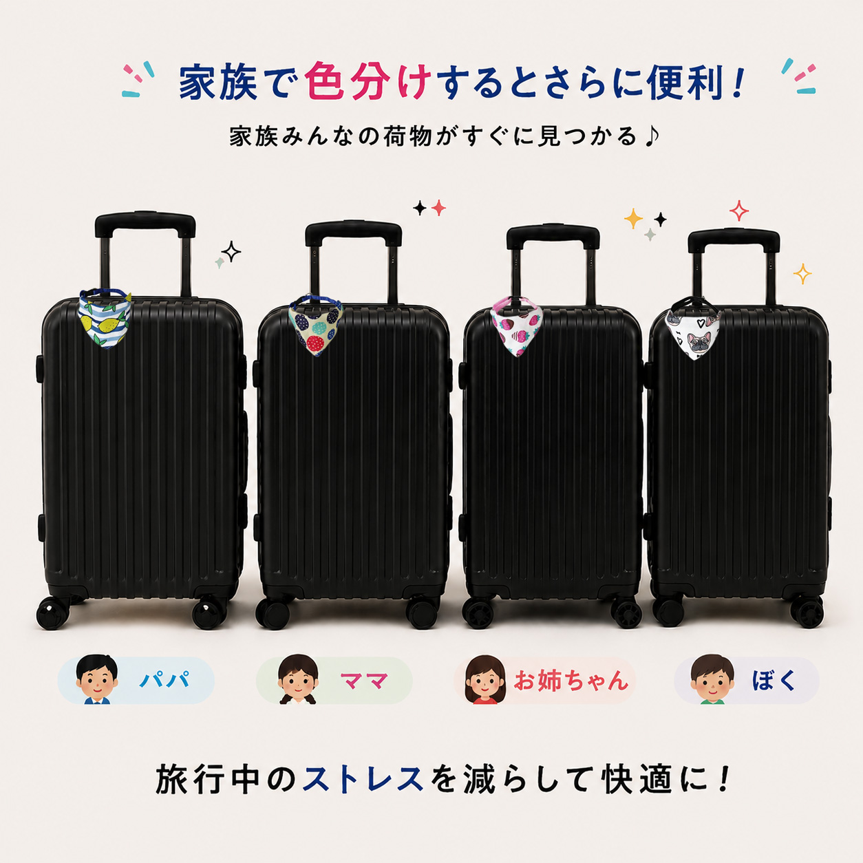 スーツケース 目印タグ バンダナ 荷物タグ ラゲッジタグ キャリー
