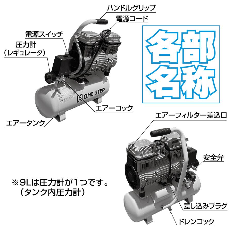 コンプレッサー 200v 静音 オイルレス 90L 工業用 送料無料 ※北海道、沖縄県、離島を除く 【ロジ発送】｜e-do-net｜09