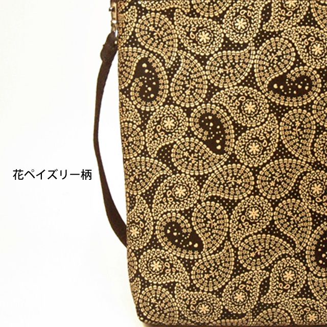 インデンヤ 良品 斜め掛け可 Folky 鹿革 漆柄 ショルダーバッグ ブラウン 印傳屋（INDEN-YA） 印伝ショルダーバッグ 印伝 レディース 印伝屋