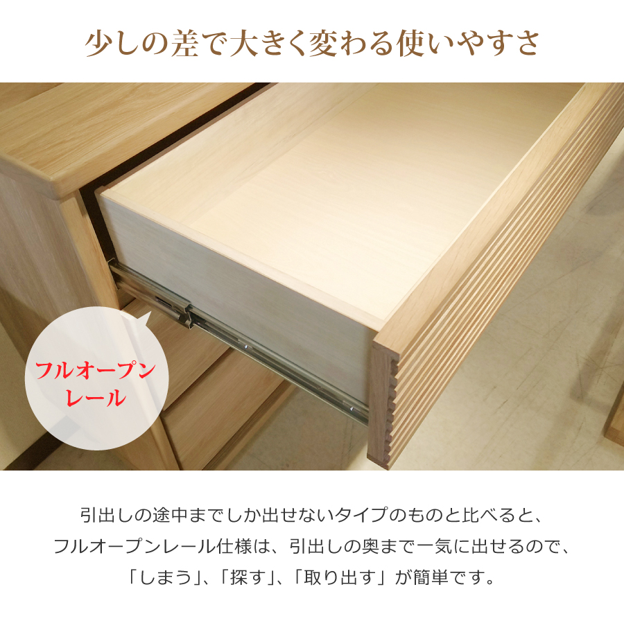 ハイチェスト サボナ 幅80cm 箱組構造 フルオープンレール ルーバー