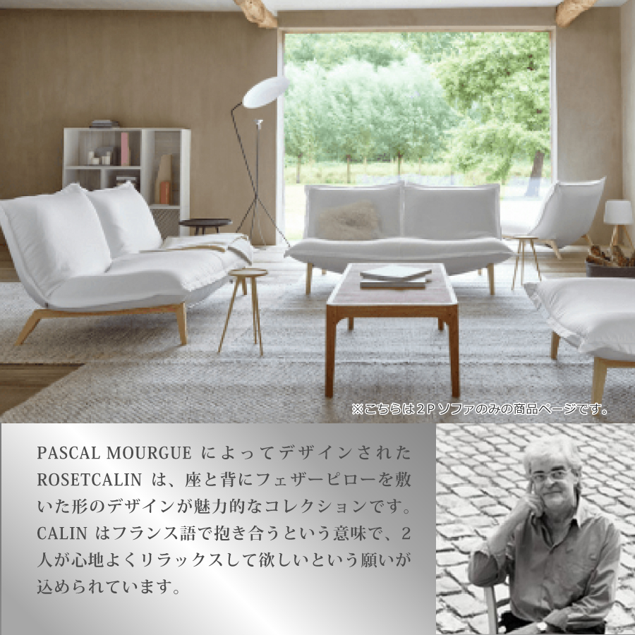 ソファ ロゼカラン1 2P(固定) 2人掛け Gランク スチールレッグ カバーリングタイプ リーンロゼ おしゃれ モダン カラン calin  ligneroset デザイナーズ