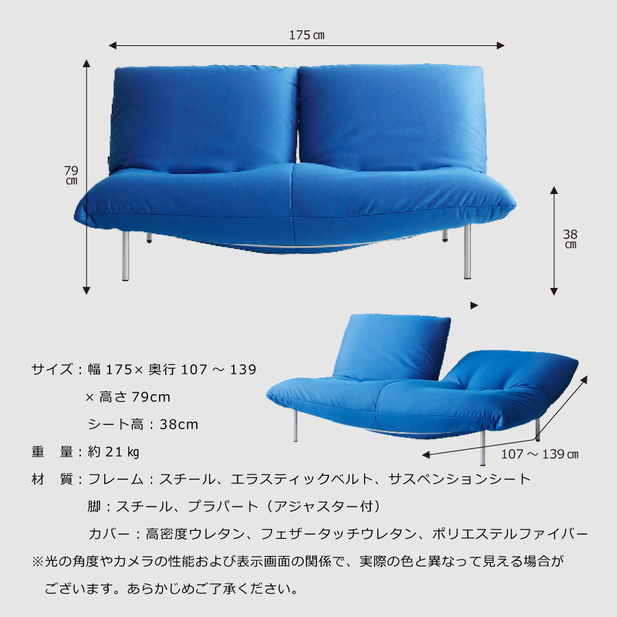 ソファ ロゼカラン2 2P(固定) 2人掛け Gランク スチールレッグ