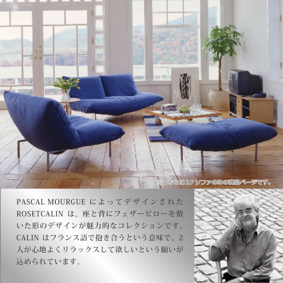 ソファ ロゼカラン２ 2P 2人掛け Dランク 木脚 張り込みタイプ リーンロゼ おしゃれ モダン カラン calin ligneroset  デザイナーズ 固定