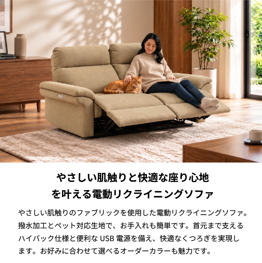 電動リクライニングソファ アトレア 2人掛け大 電動リクライニング 
