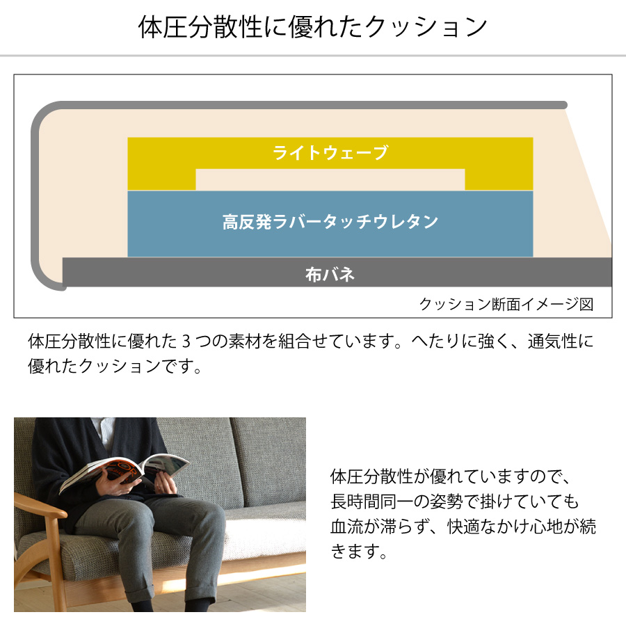 浜本工芸 3人掛けソファ 3900(ナチュラル) S3904(Aタイプ