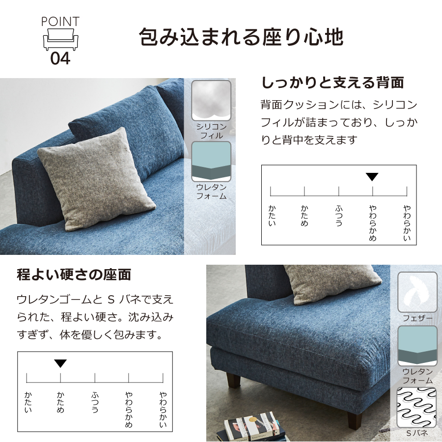 レビューでクーポン進呈】レイモンズ カウチソファ ブルー 鉄脚