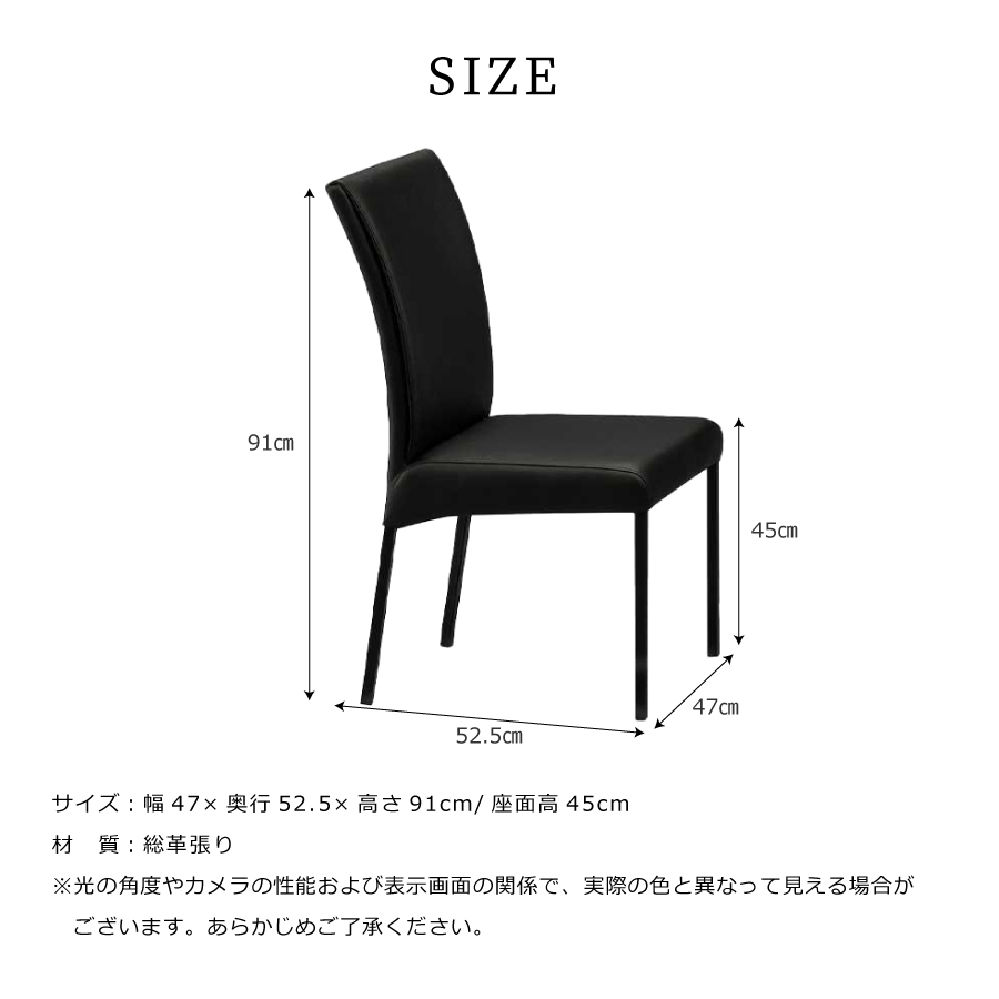 【レビューでクーポン進呈】トーラス ダイニングチェア 食卓椅子 イス いす 総革 アイアン脚 スリムデザイン ブラック モダン シック シンプル 松田家具_5