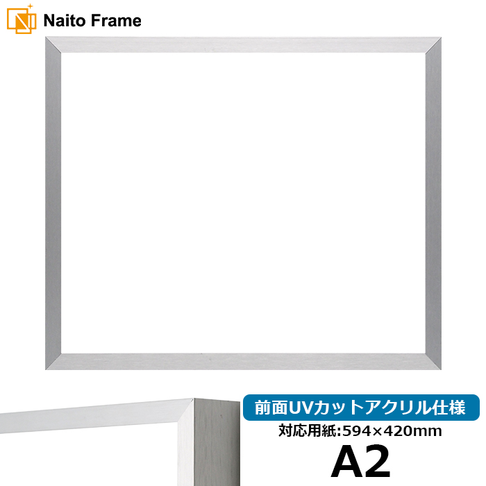 デッサン額縁 NS003/シルバー（09-SA117） A2（594×420mm） 前面UVカットアクリル仕様 ラーソン・ジュール