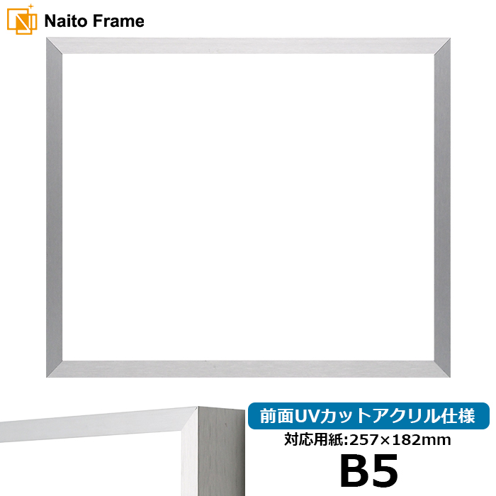 デッサン額縁 NS003/シルバー（09-SA117） B5（257×182mm） 前面UVカットアクリル仕様 ラーソン・ジュール