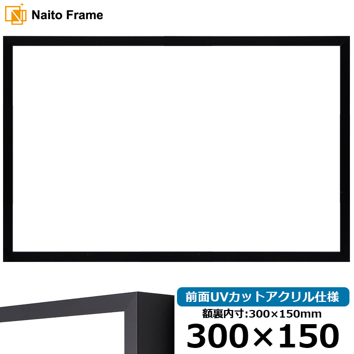横長 額縁 NS004/ブラック(09-MT117) 300×150mm 前面UVカットアクリル仕様 ラーソン・ジュール｜e-frame
