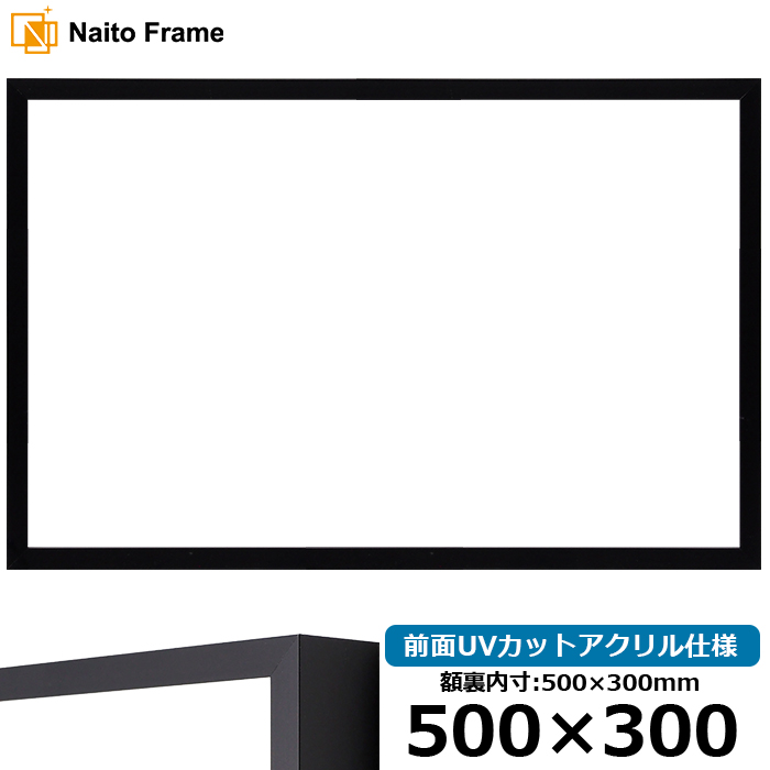 横長 額縁 NS004/ブラック(09-MT117) 500×300mm 前面UVカットアクリル仕様 ラーソン・ジュール｜e-frame