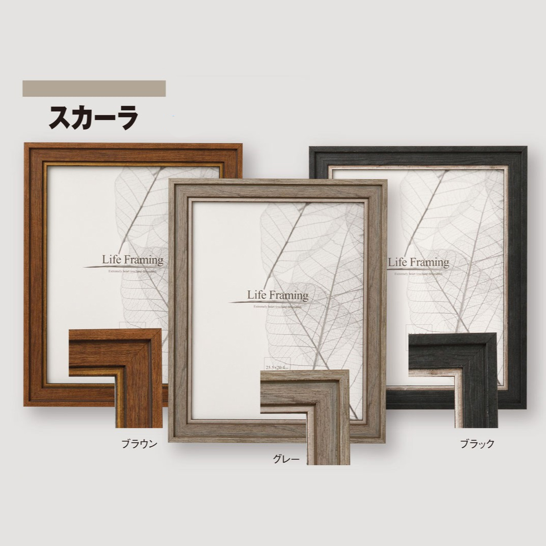木製デッサン額 スカーラ グレー色フレーム (マット・アクリル付) 大全