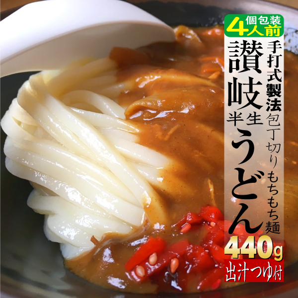 麺類 パスタ 讃岐うどん 半生麺 4食 つゆ付4袋 1000円