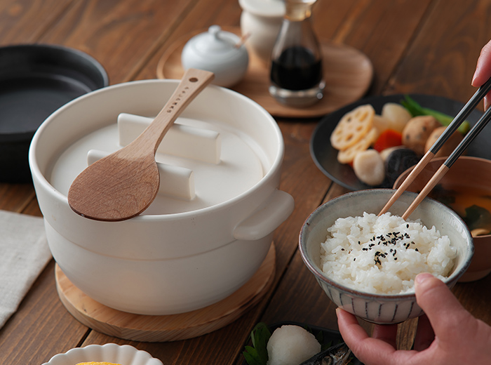 茶懐石道具 手付飯器 木製黒真塗 杓文字付
