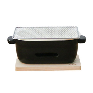 かもしか道具店 陶の炭火コンロ 角 耐熱 陶器 日本製 角型 網付き 敷板付き 萬古焼 白 黒 卓上 コンロ 炭火_1